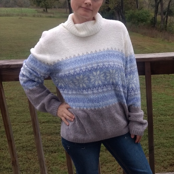 croft & barrow Sweaters - croft & barrow large snowflake turtleneck sweater